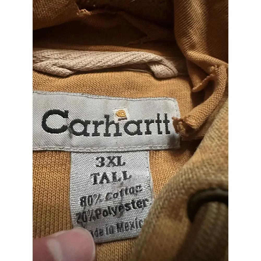 Vintage 90s Light Brown Distressed Carhartt Workwear Hoodie - Picture 9 of 15